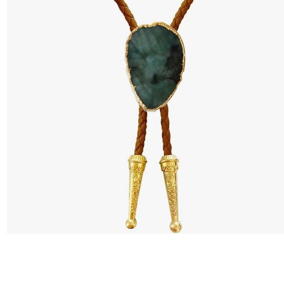 Brown Cord - Emerald - Bolo Tie